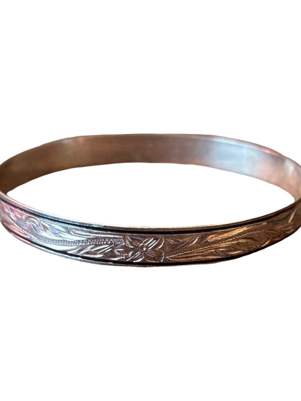 Rare Sterling Silver Hawaiian Style Floral Flower 925 Bracelet Bangle